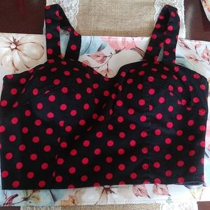 Polka Dot Zipper Crop Top